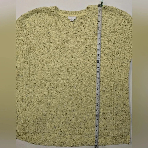 J.Jill women's yellow marbled sweater, 3/4 sleeve ribbed pullover, size S petite - Picture 2 of 7